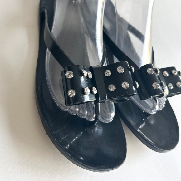 Kate Spade Black Synthetic Bow Glitter Flip Flops size 10 - Picture 5 of 15